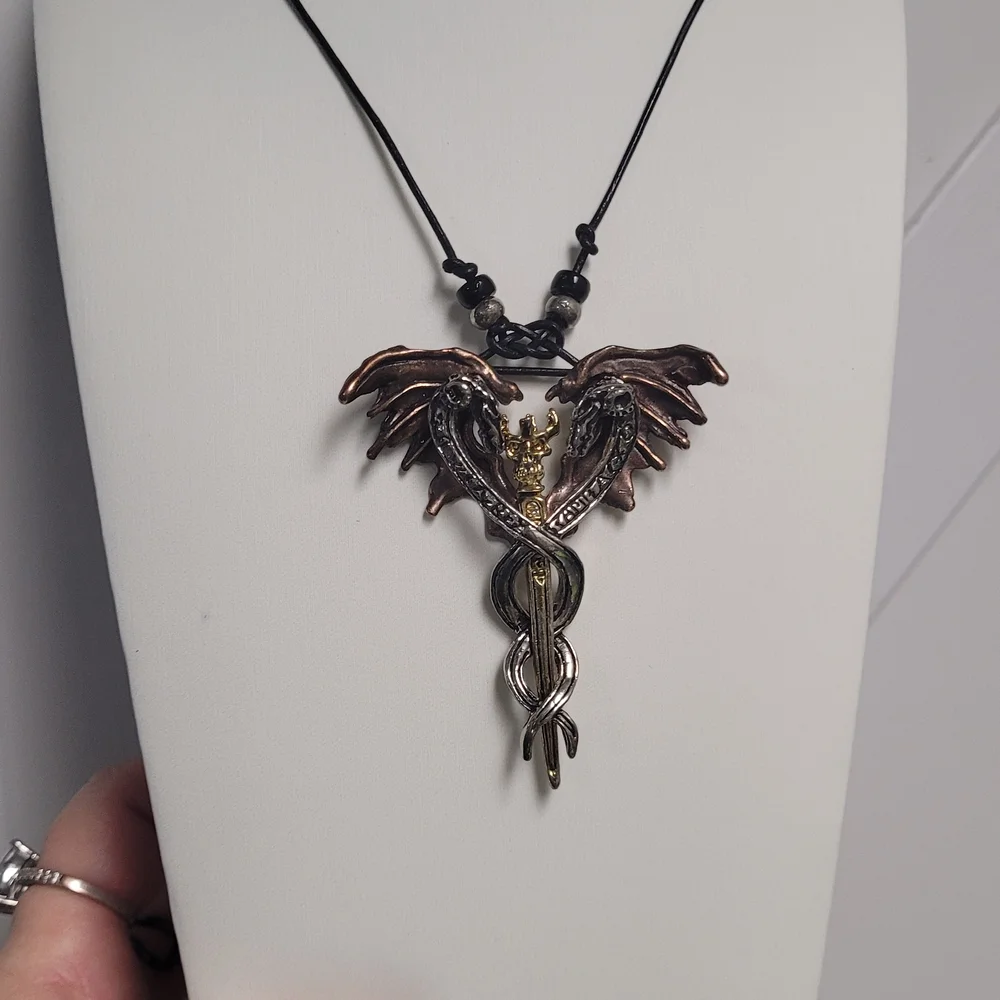Mystical Dragon Wing Pendant Necklace